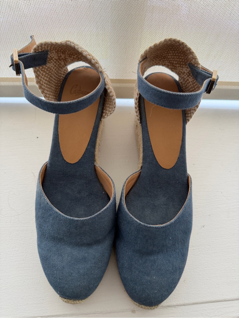 Castañer Canvas Espadrille Wedges Blue Ankle Strap EU 39 US 8.5